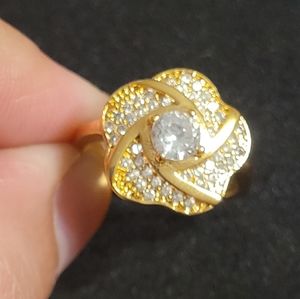 Emarati Gold plated cz stone work flower wedding Ring